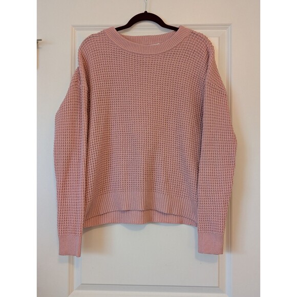 Time And Tru Dusty Pink  Crew Neck Pullover Knit Sweater Women's Size  L 12-14 - Picture 1 of 8